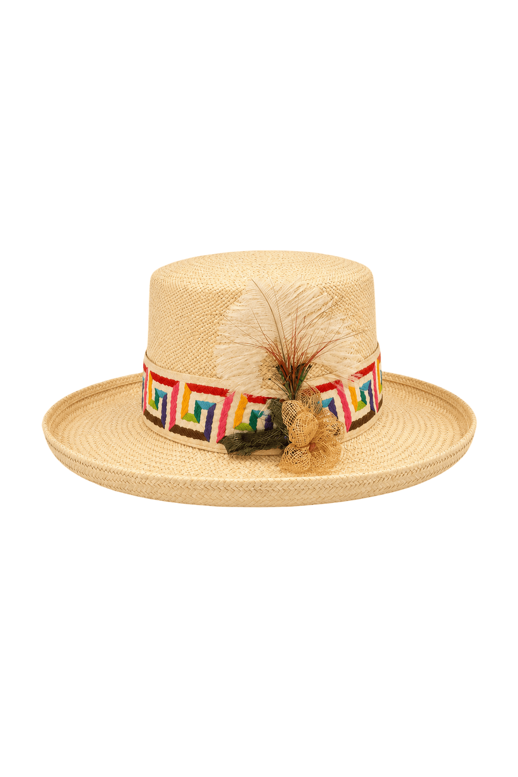 1970s Natural Straw Woven Hat - Front View