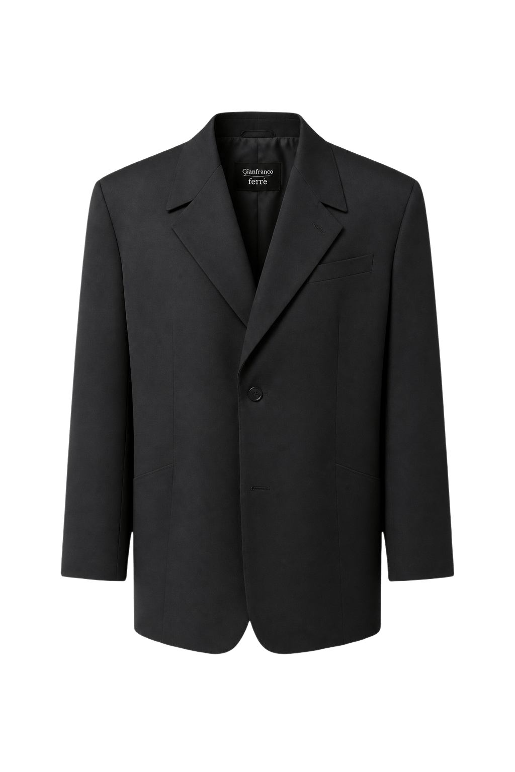 1980s Black Wool Blazer - Front View