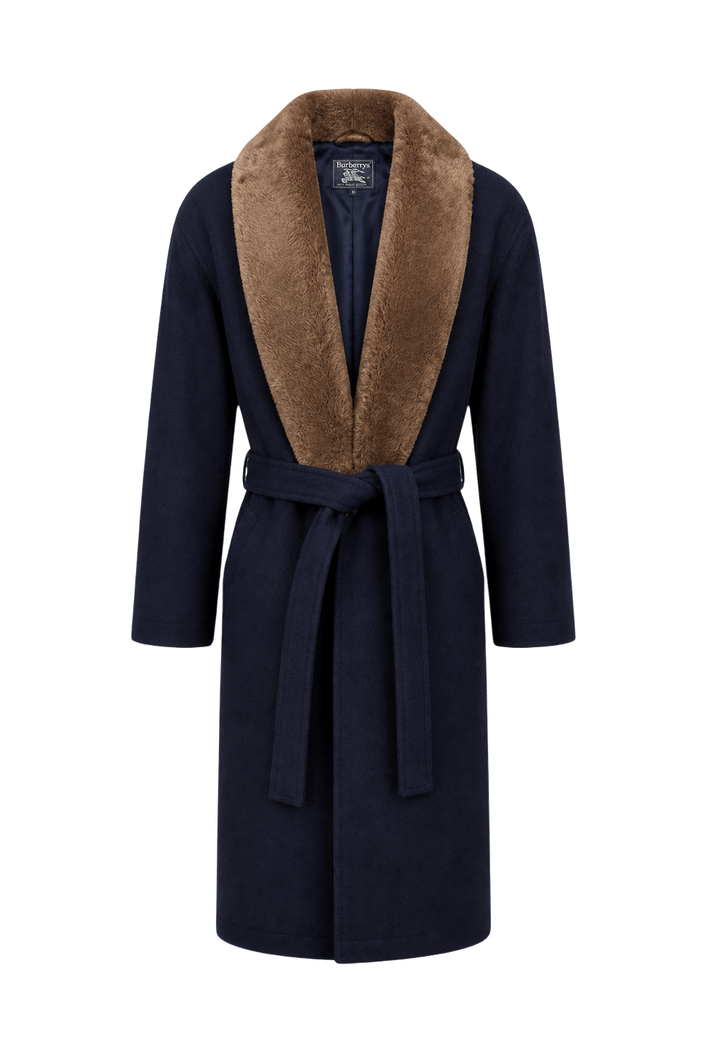 1980s Navy Blue Wool Coat - Front View