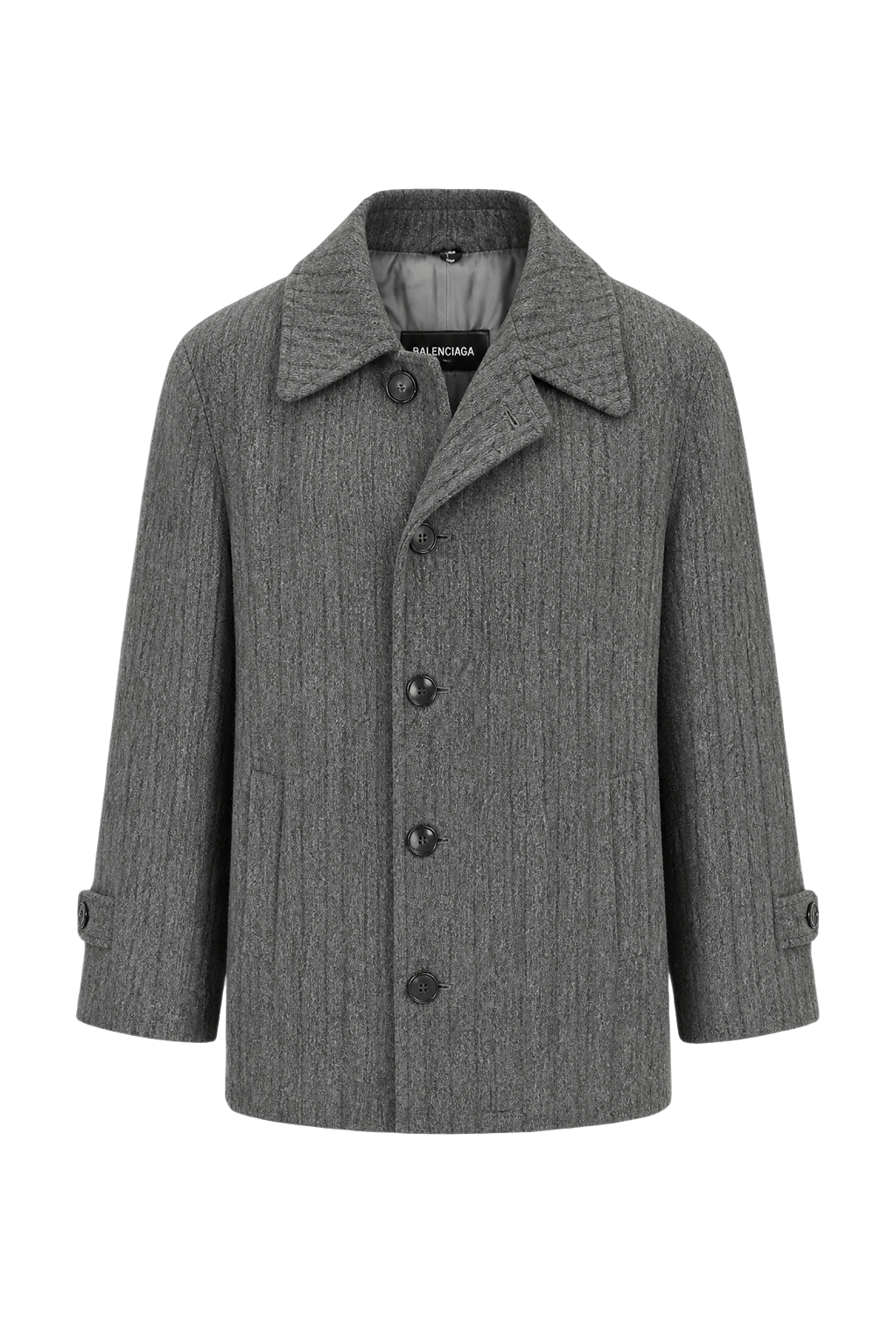 1970s Grey Wool Blend Coat - Front View