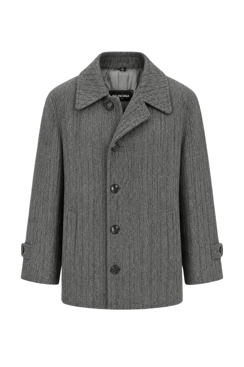 1970s Grey Wool Blend Coat - Front View