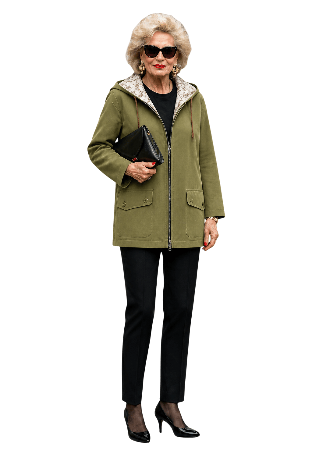 1980s Olive Green Cotton Blend Parka - Model