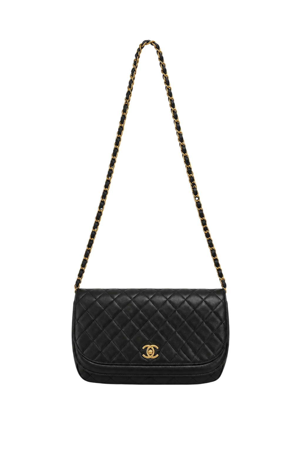 1980s Black Leather Bag - Front View