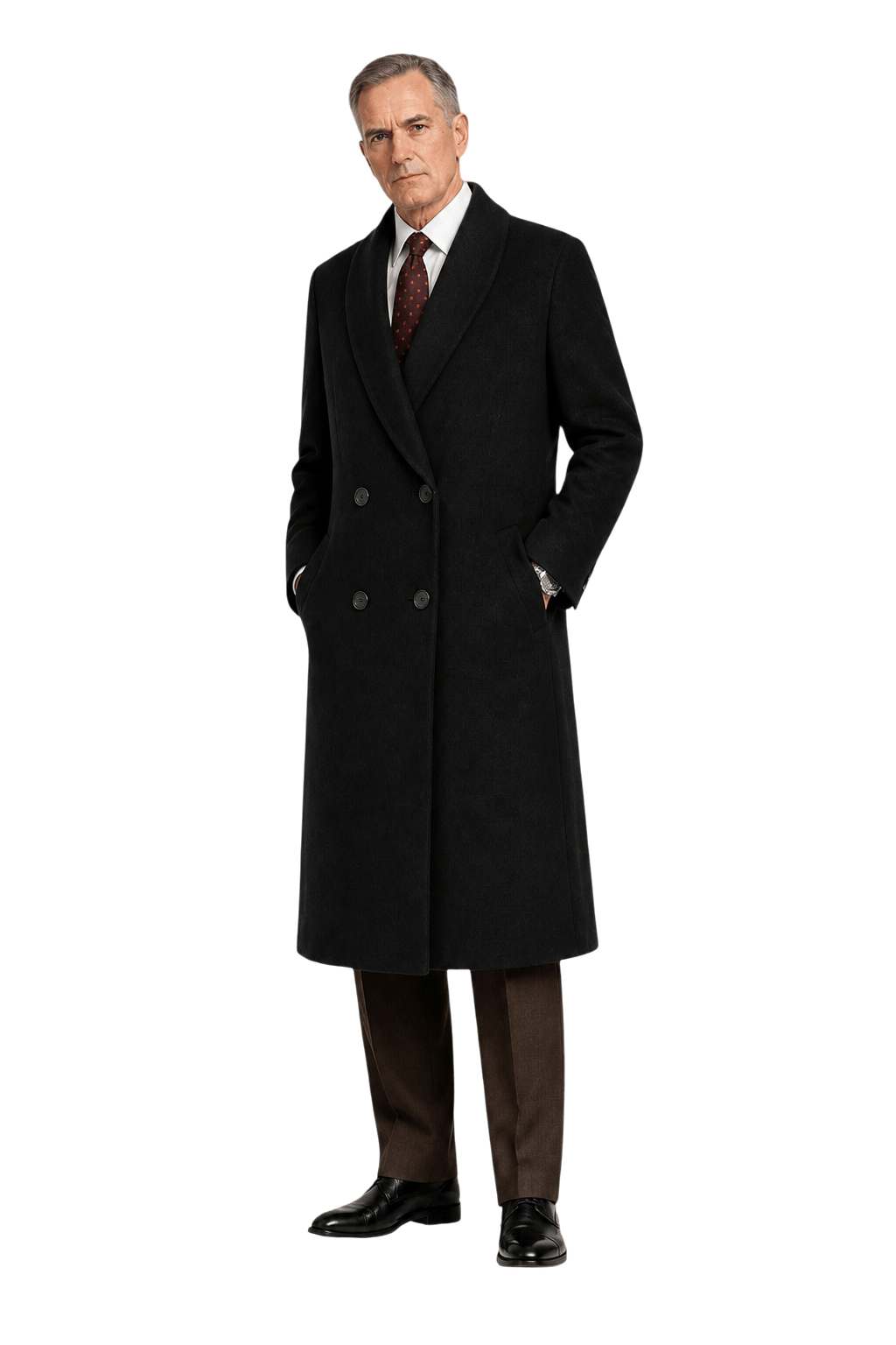 1990s Black Wool Coat - Model