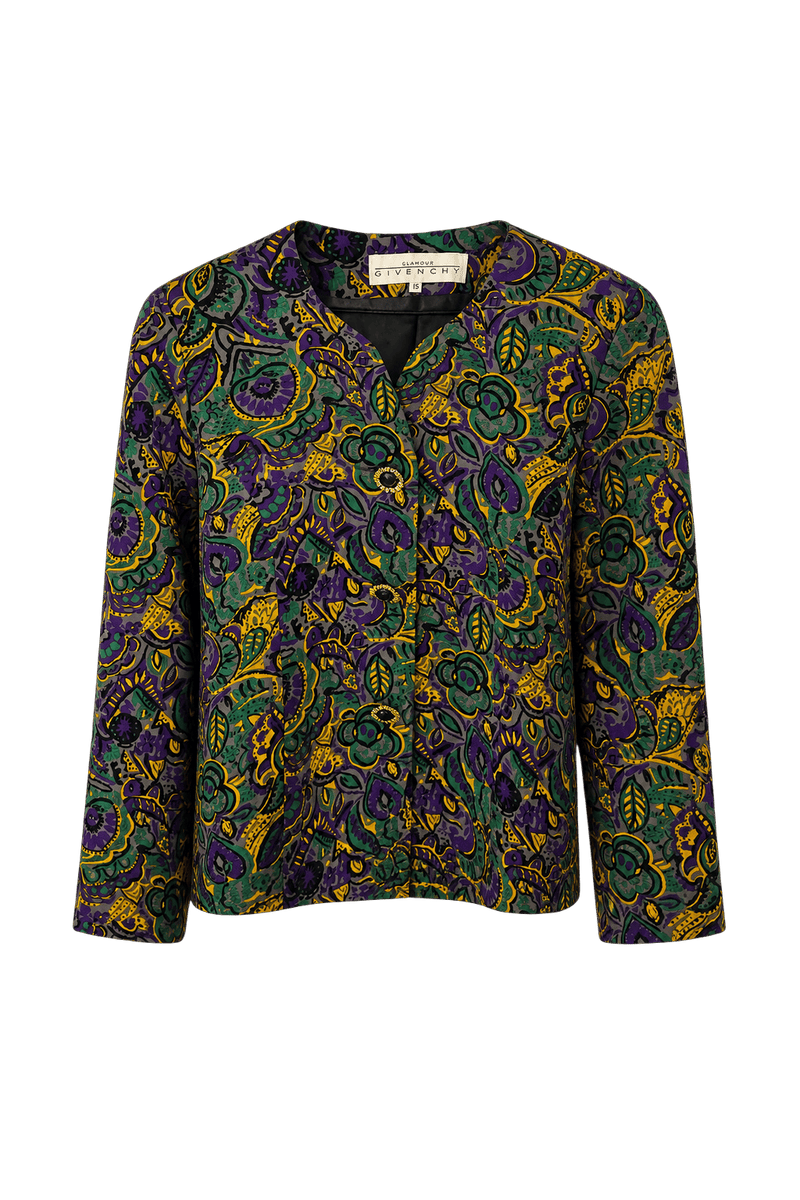 1980s Purple Silk Blouse - Front View