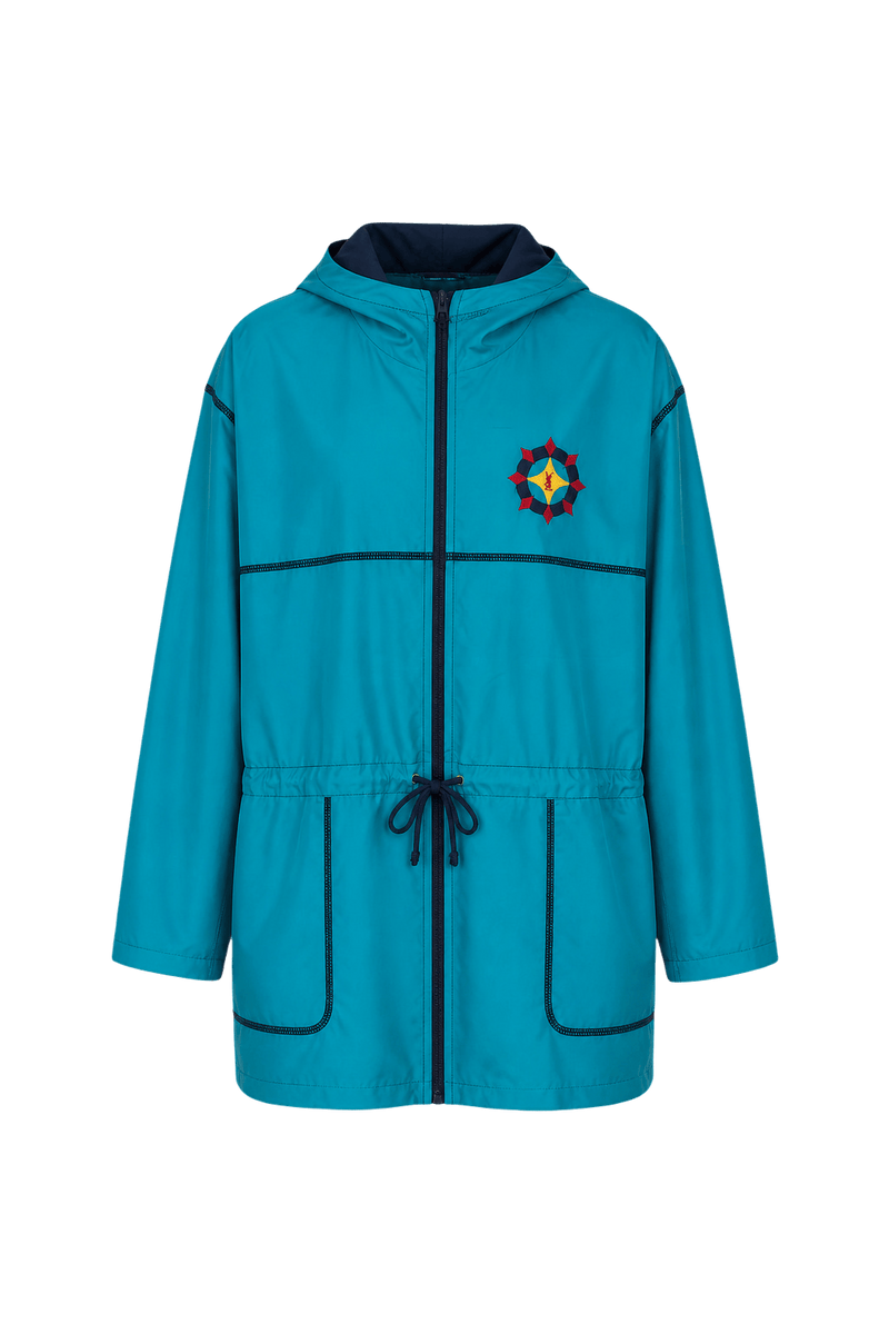 1980s Turquoise Nylon Jacket - Front View
