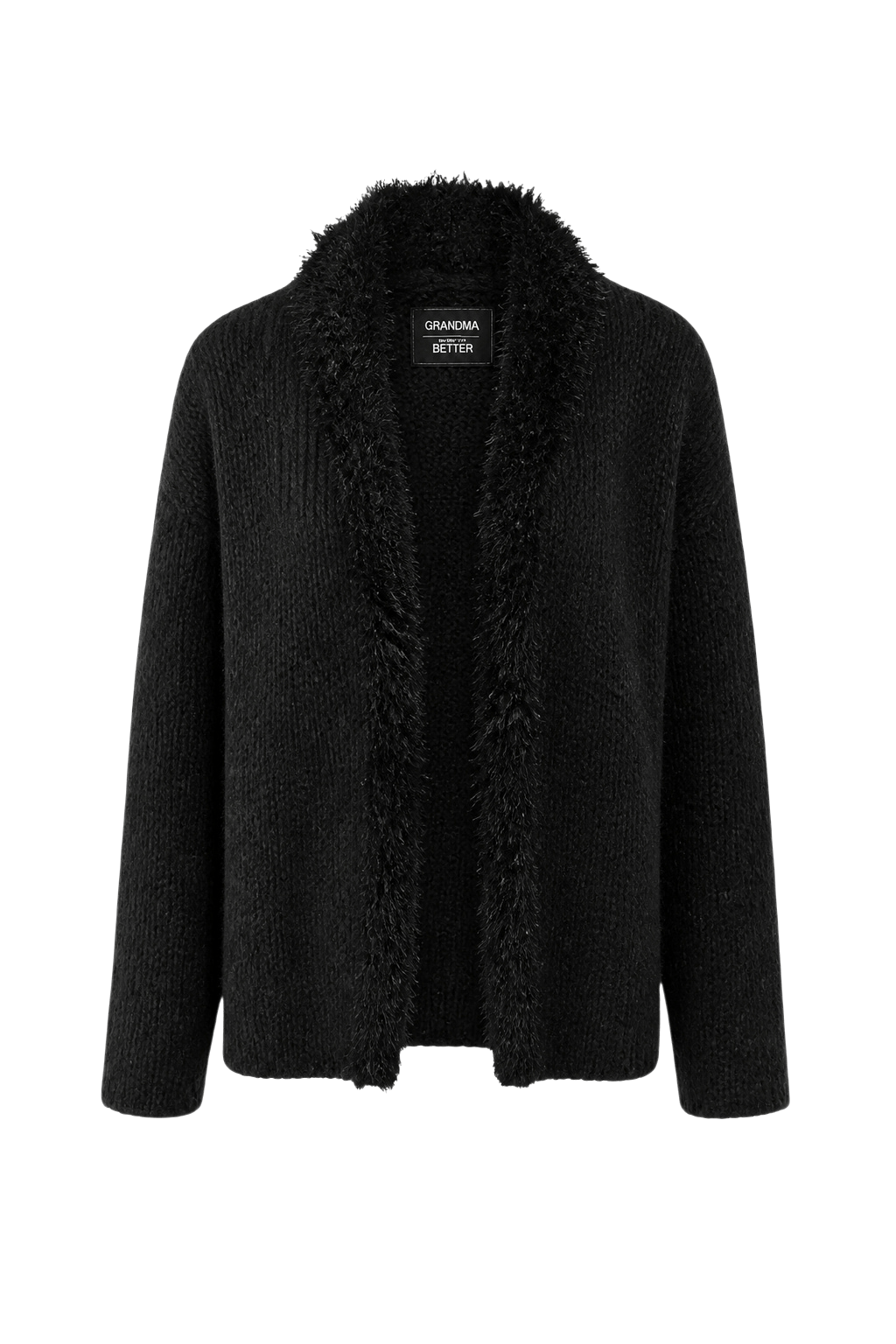 1990s Black Wool Blend Cardigan - Front View