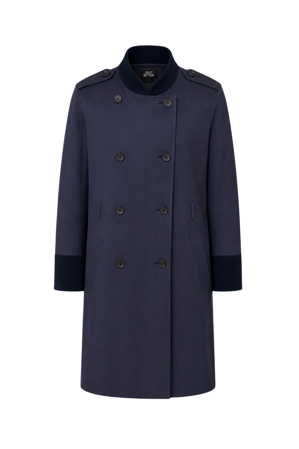 1970s Navy Blue Wool Blend Coat - Front View