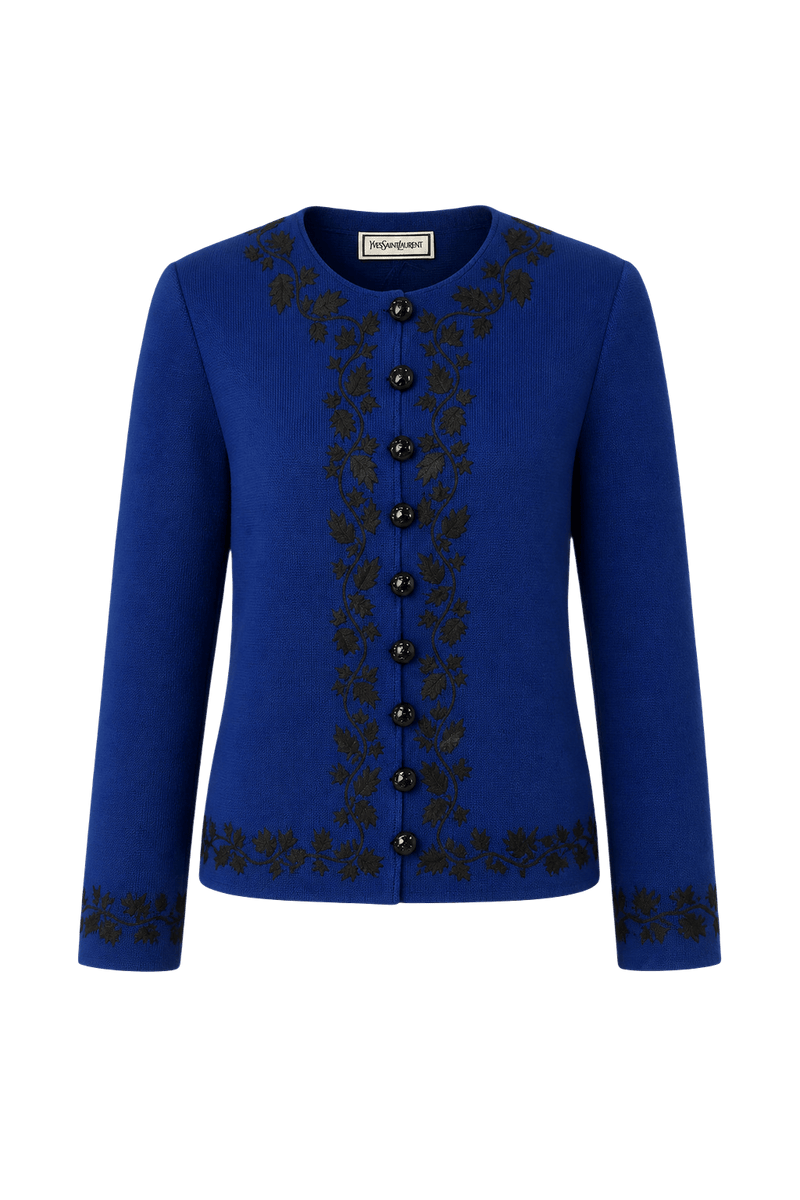 1970s Royal Blue Wool Blend Jacket - Front View