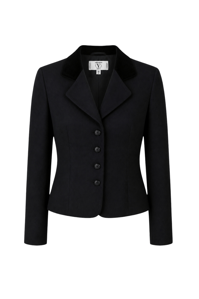 1980s Black Wool Blazer - Front View