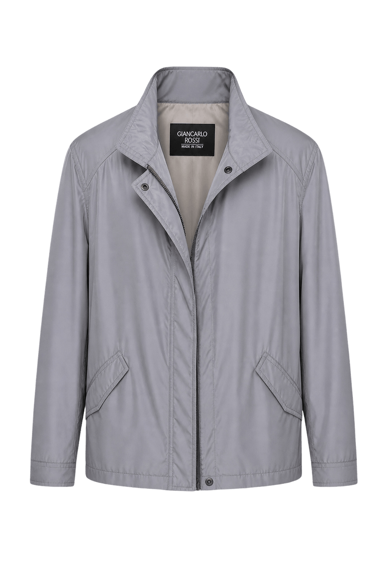 1980s Light Grey Nylon Jacket - Front View