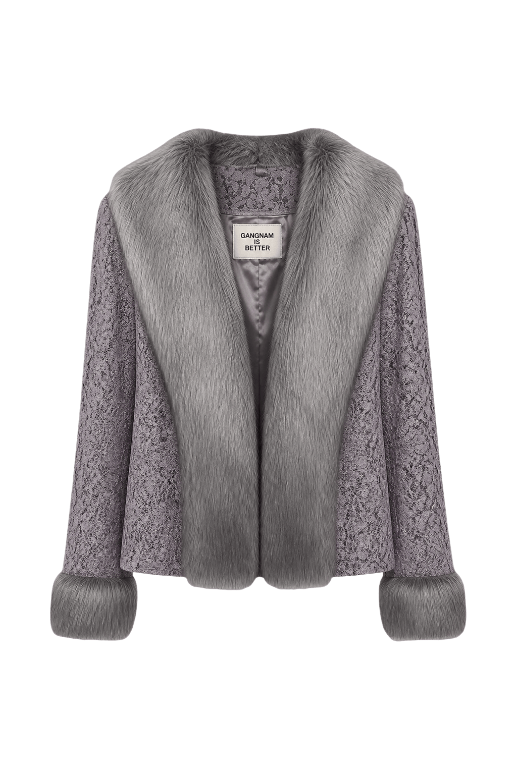 1980s Gray Floral Nylon Jacket - Front View