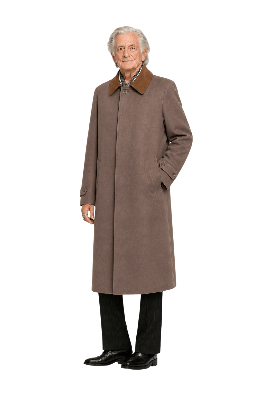 1970s Taupe Wool Blend Coat - Model
