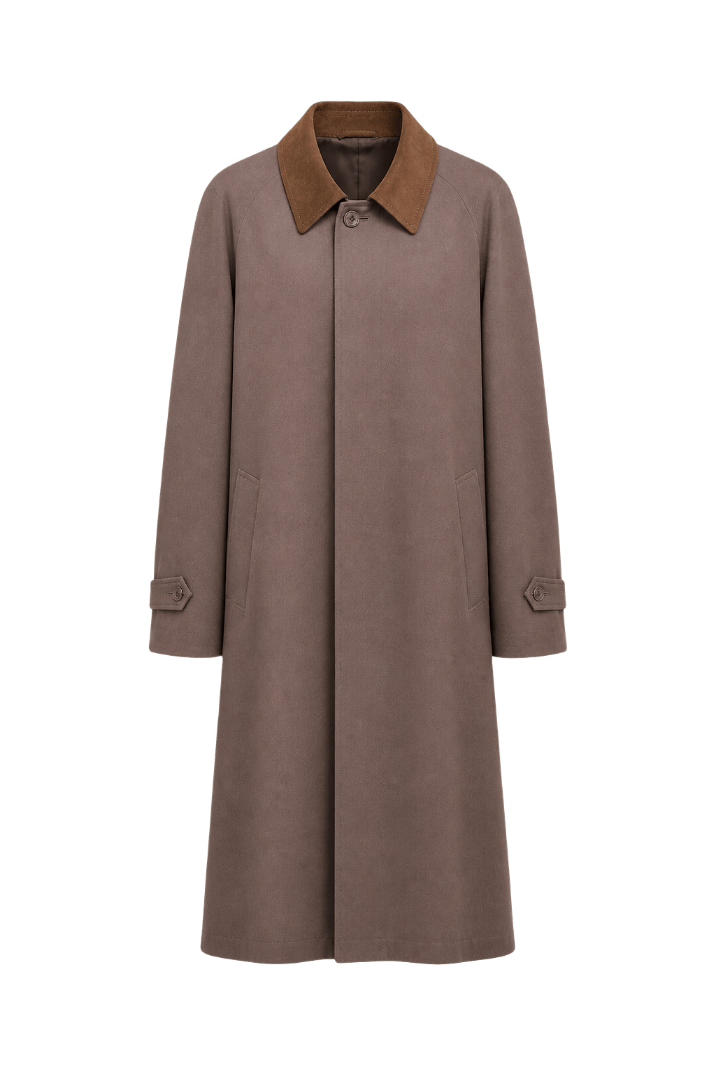 1970s Taupe Wool Blend Coat - Front View
