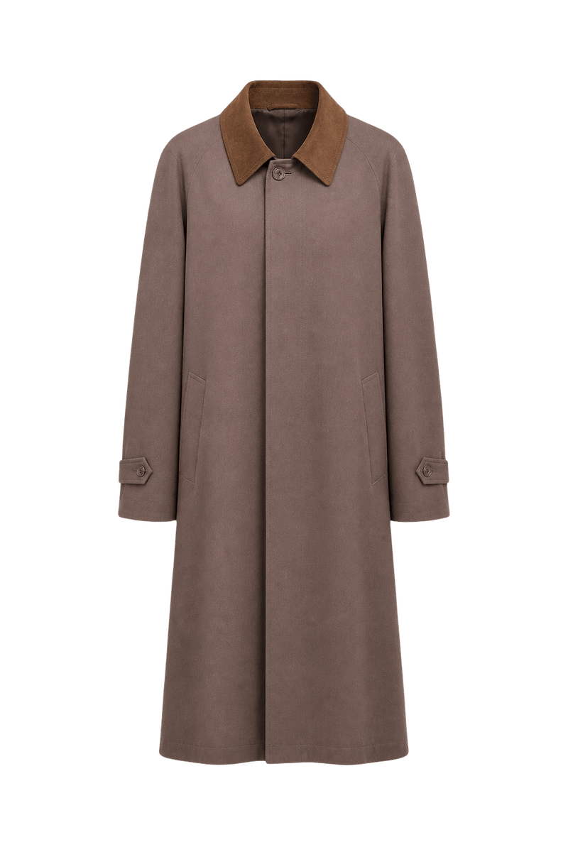 1970s Taupe Wool Blend Coat - Front View