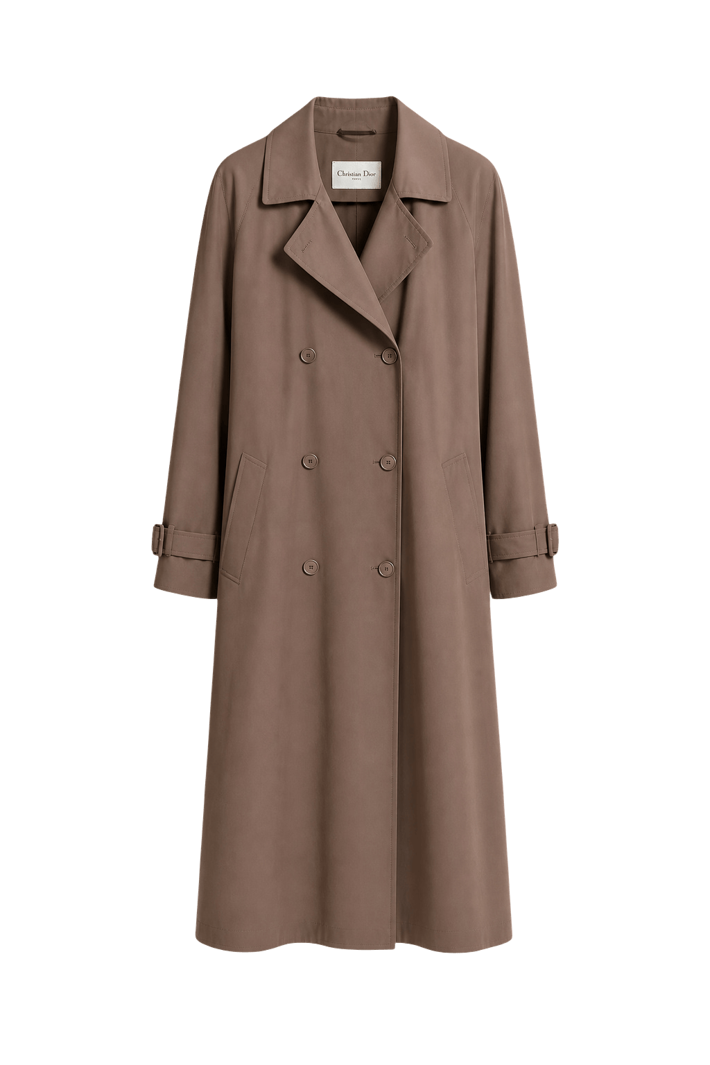 1980s Brown Nylon Trench Coat - Front View