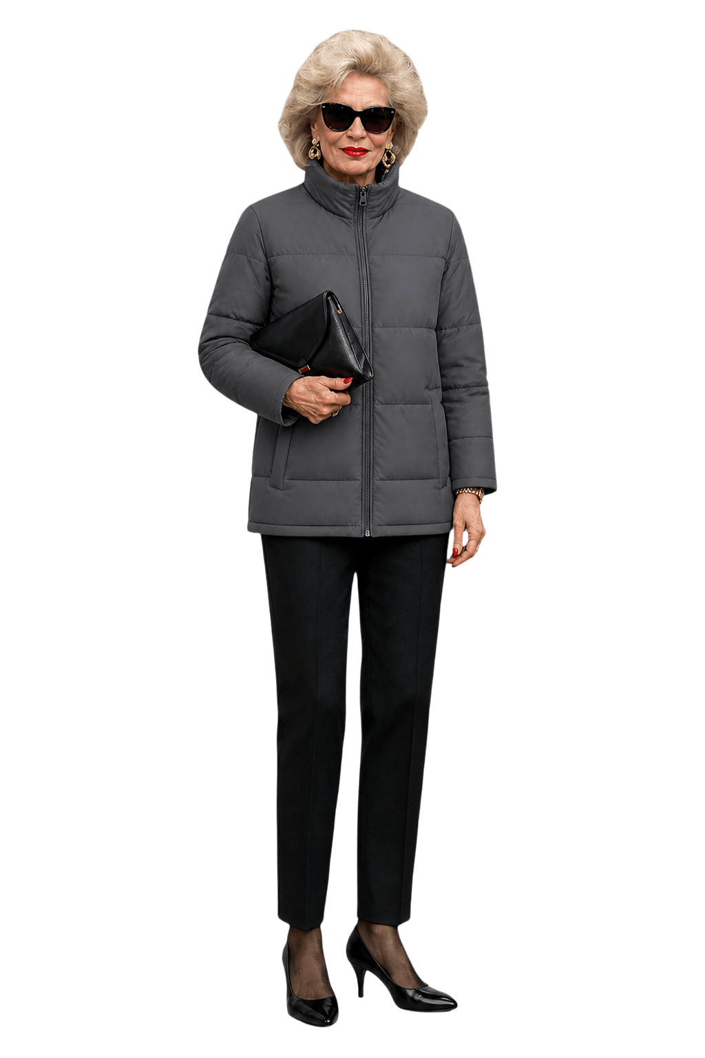 1990s Dark Gray Synthetic Puffer Jacket - Model