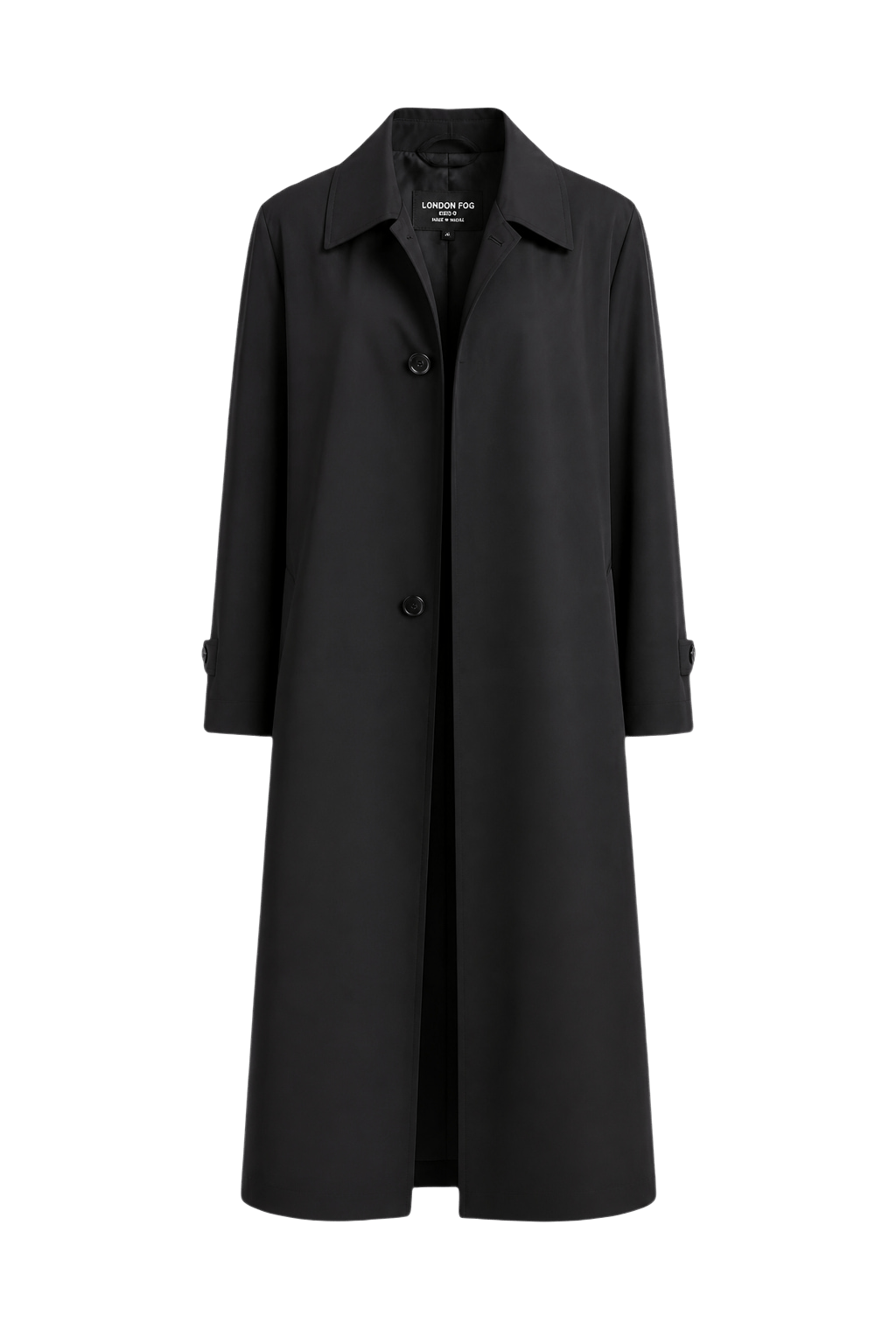 1980s Black Nylon Trench Coat - Front View