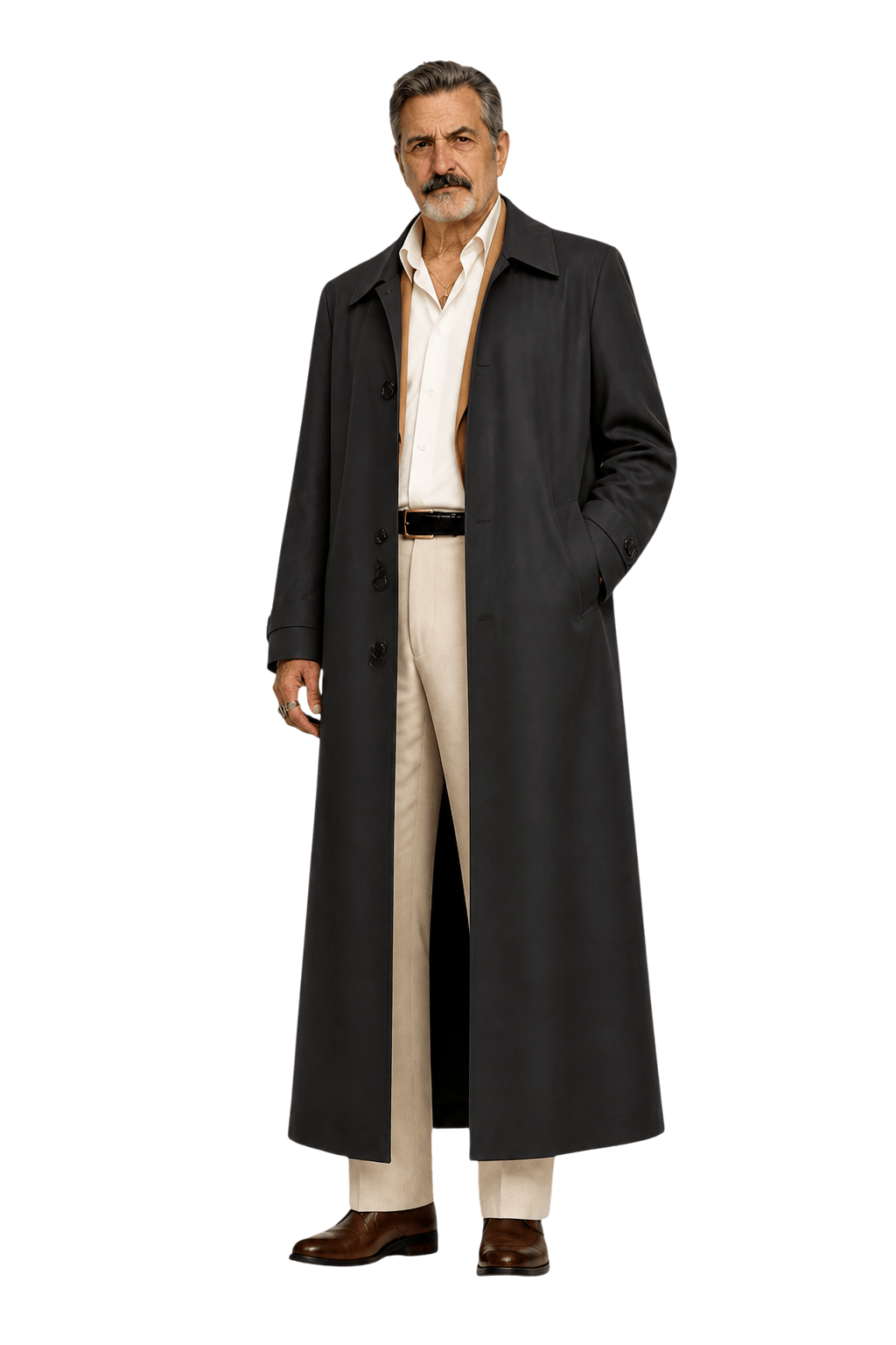 1980s Black Nylon Trench Coat - Model