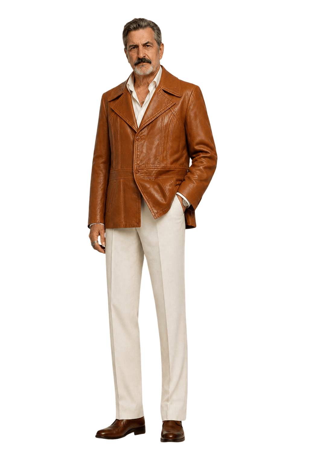 1980s Brown Leather Jacket - Model