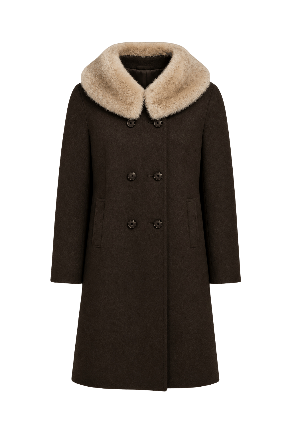 1950s Brown Wool Coat - Front View