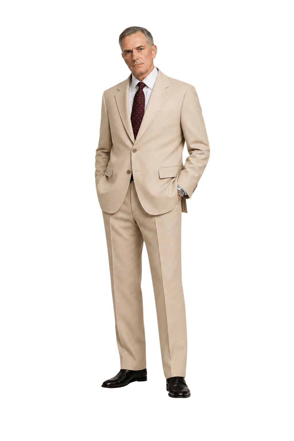 1990s Beige Wool Blend 2-Piece Suit - Model