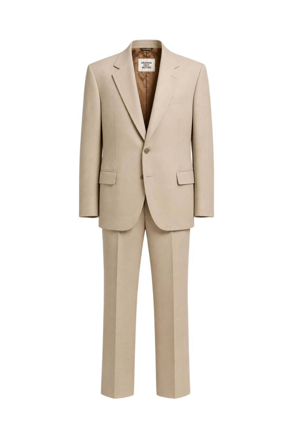 1990s Beige Wool Blend 2-Piece Suit - Front View