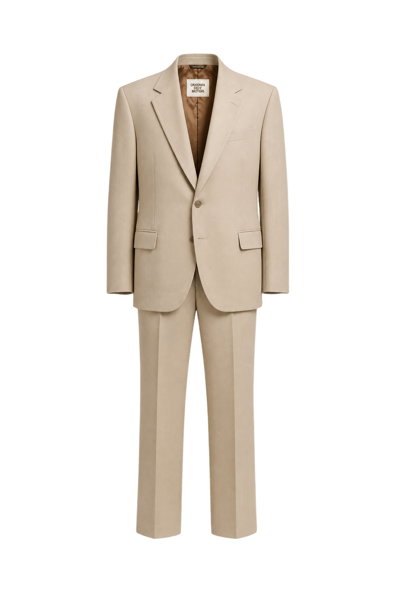 1990s Beige Wool Blend 2-Piece Suit - Front View