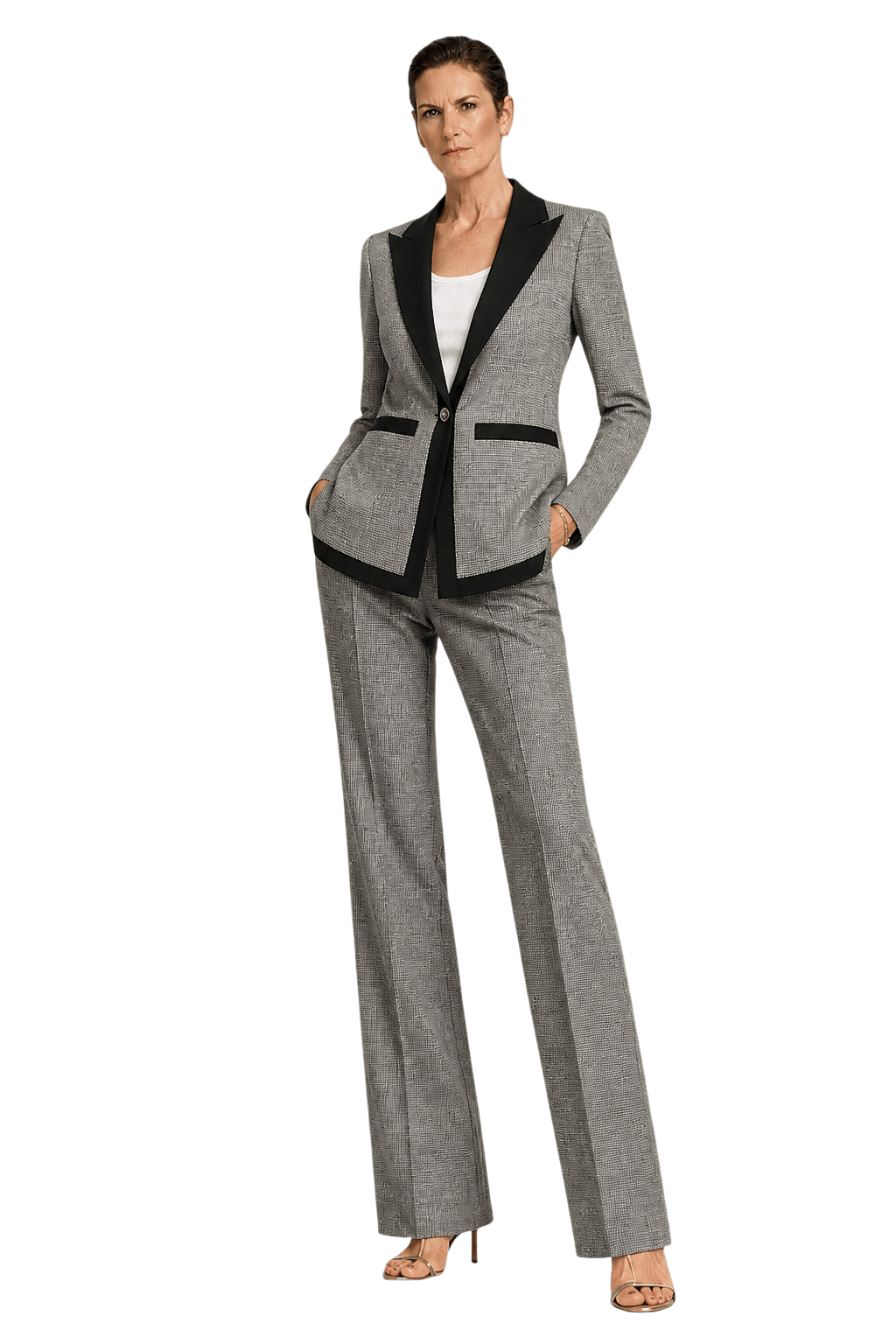 1990s Grey Wool Blend Blazer and Trousers Set - Model