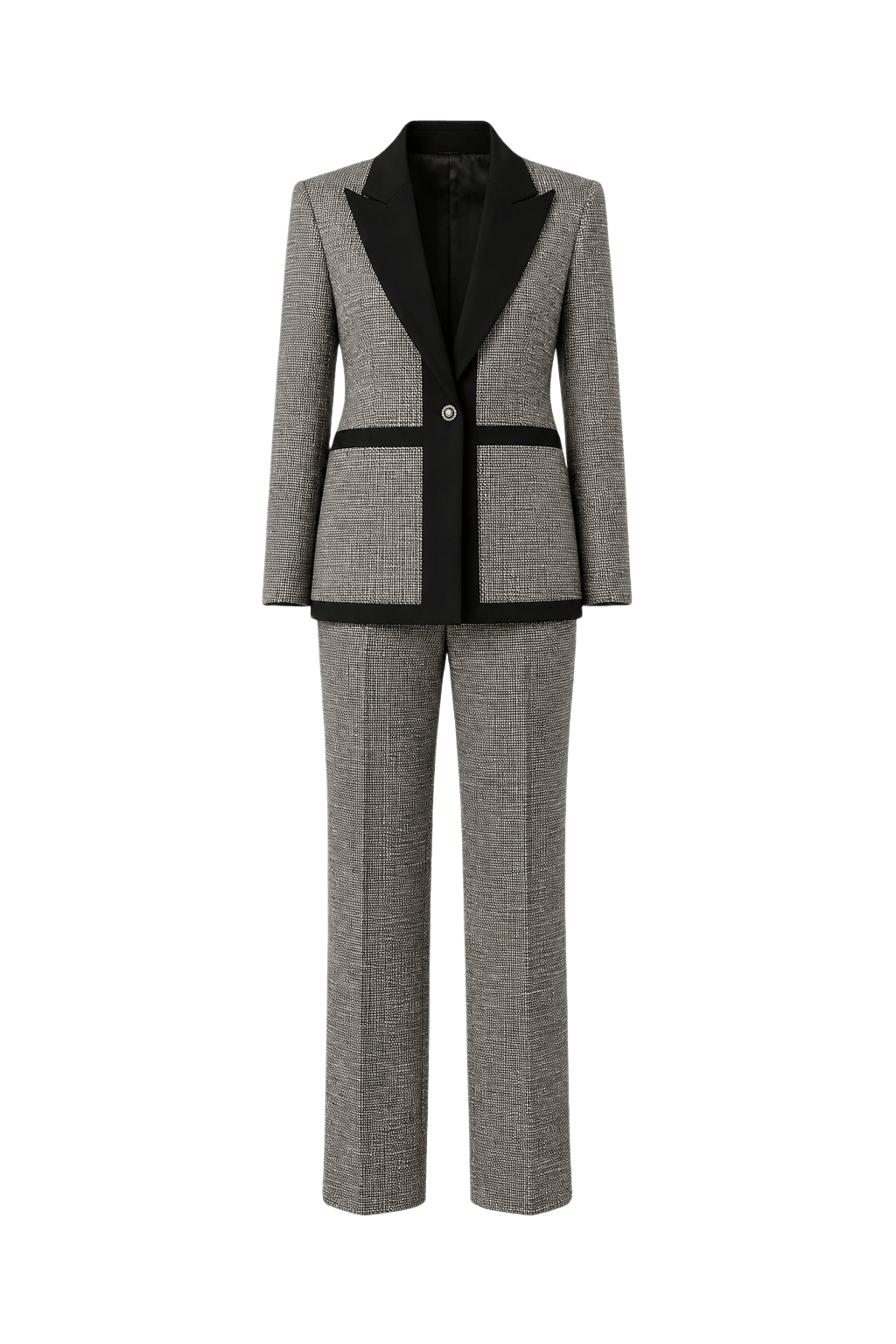 1990s Grey Wool Blend Blazer and Trousers Set - Front View