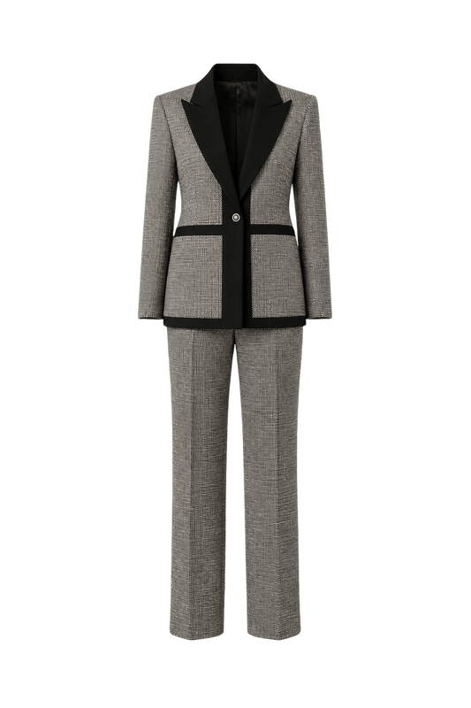 1990s Grey Wool Blend Blazer and Trousers Set - Front View