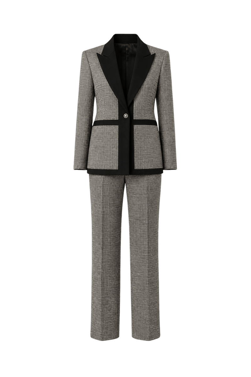 1990s Grey Wool Blend Blazer and Trousers Set - Front View