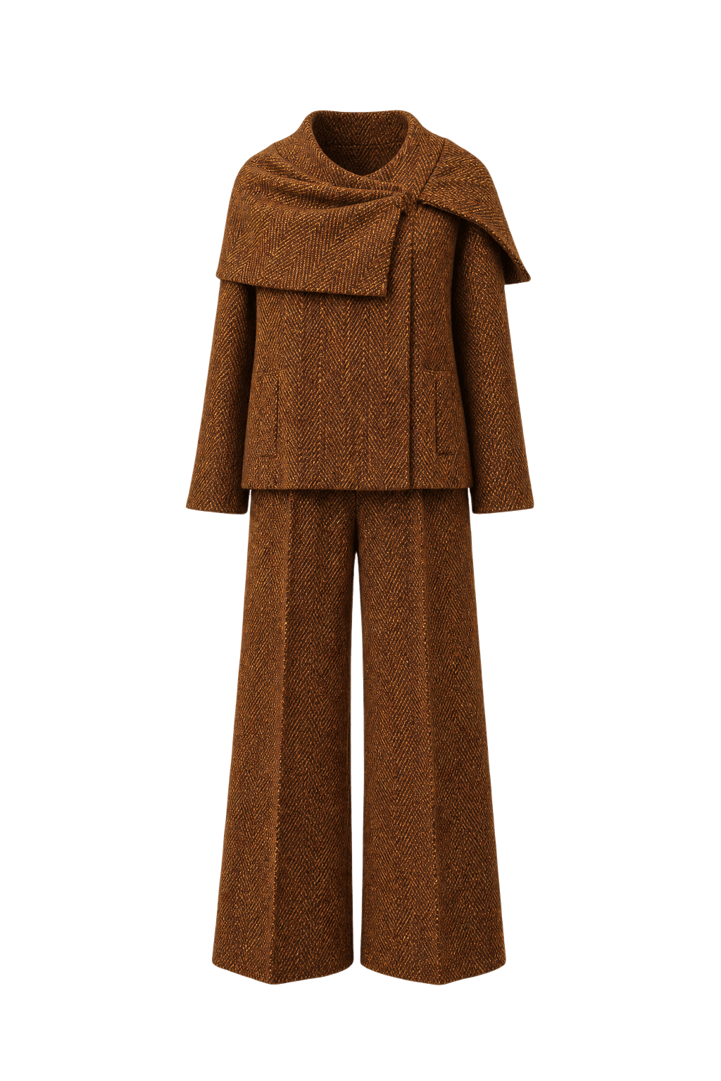 1970s Brown Tweed Ensemble - Front View