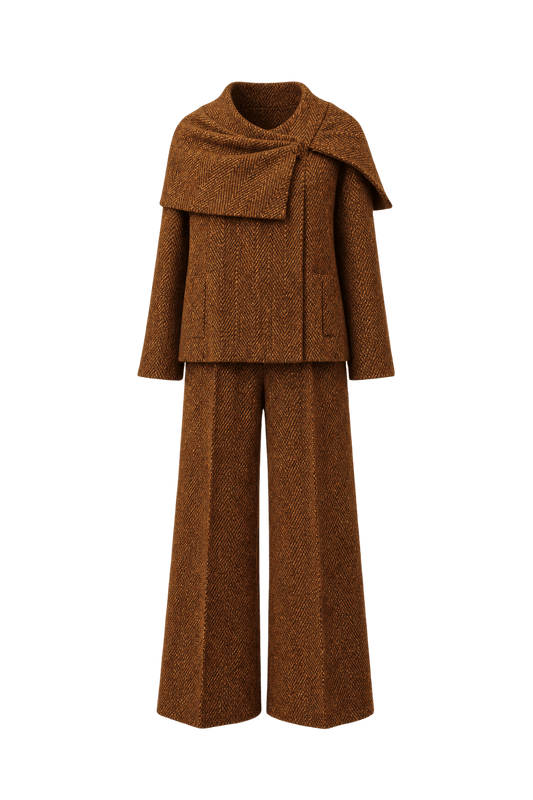 1970s Brown Tweed Ensemble - Front View