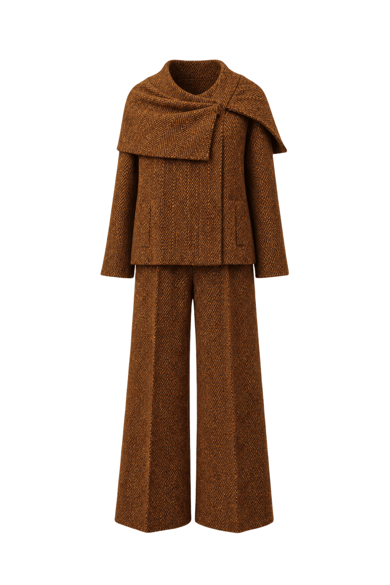 1970s Brown Tweed Ensemble - Front View