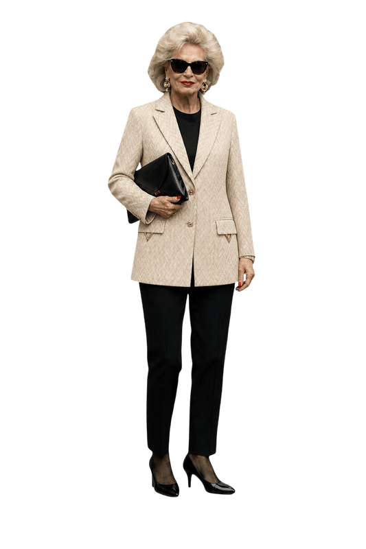 1980s Beige Synthetic Blend Blazer - Model