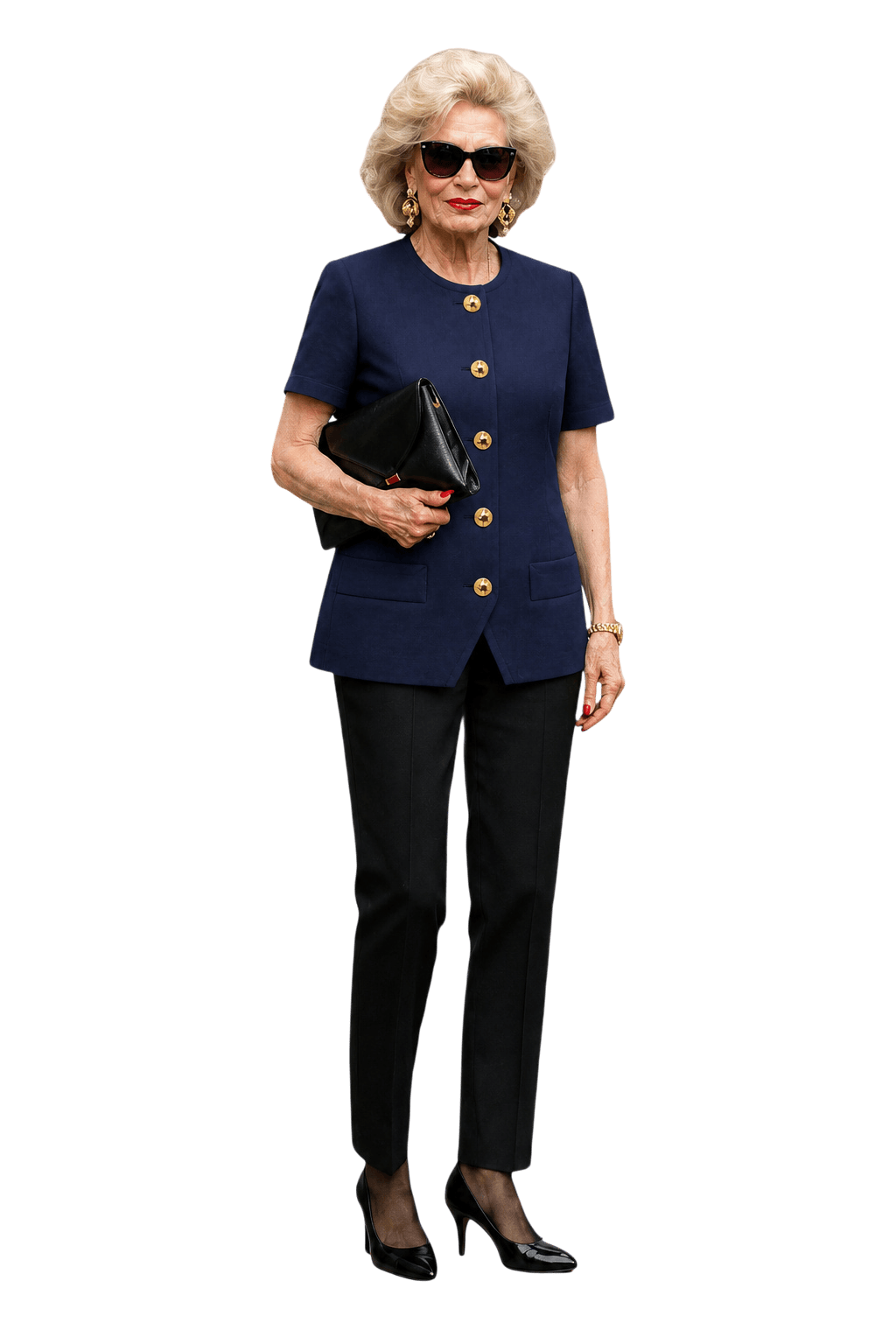 1980s Navy Blue Polyester Blazer - Model