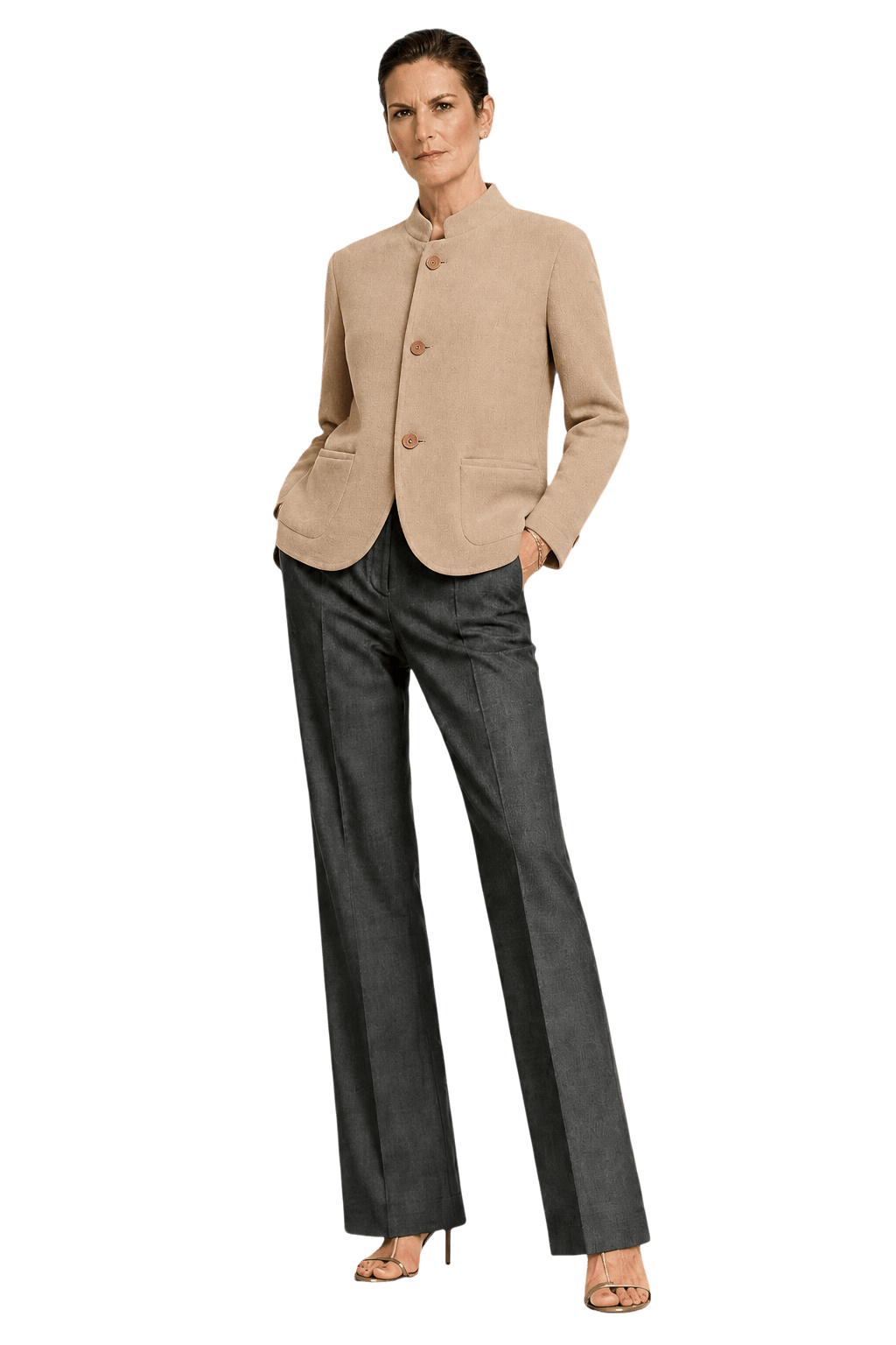 1990s Beige Wool Blend Jacket - Model