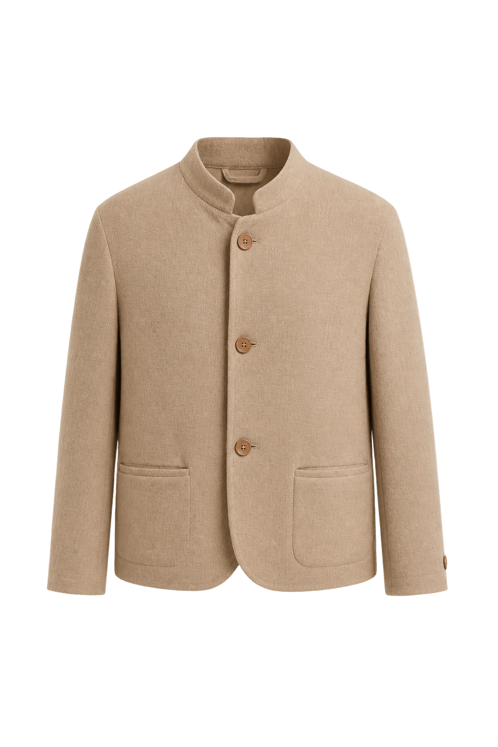 1990s Beige Wool Blend Jacket - Front View