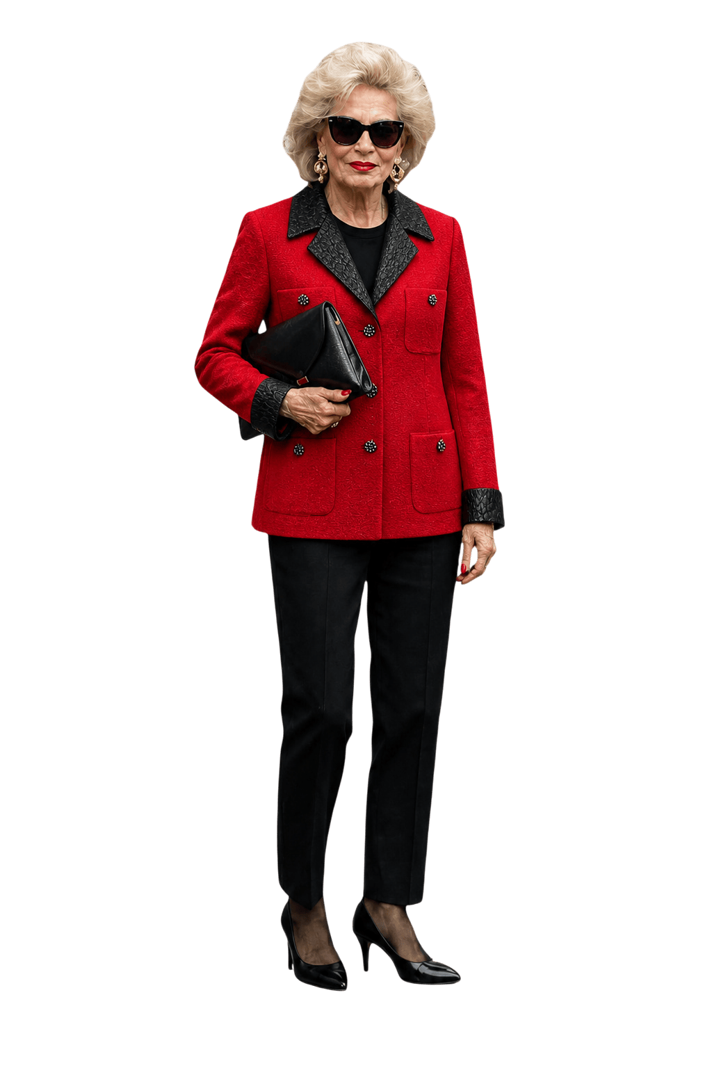 1980s Red Wool Blend Blazer - Model
