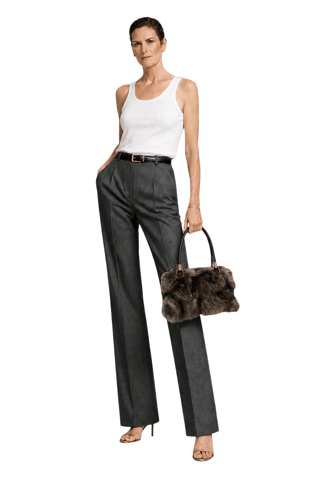 1990s Grey Fur Handbag - Model