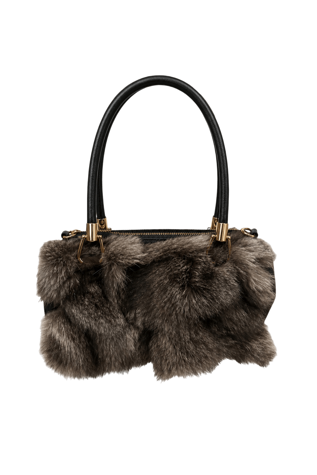 1990s Grey Fur Handbag - Front View