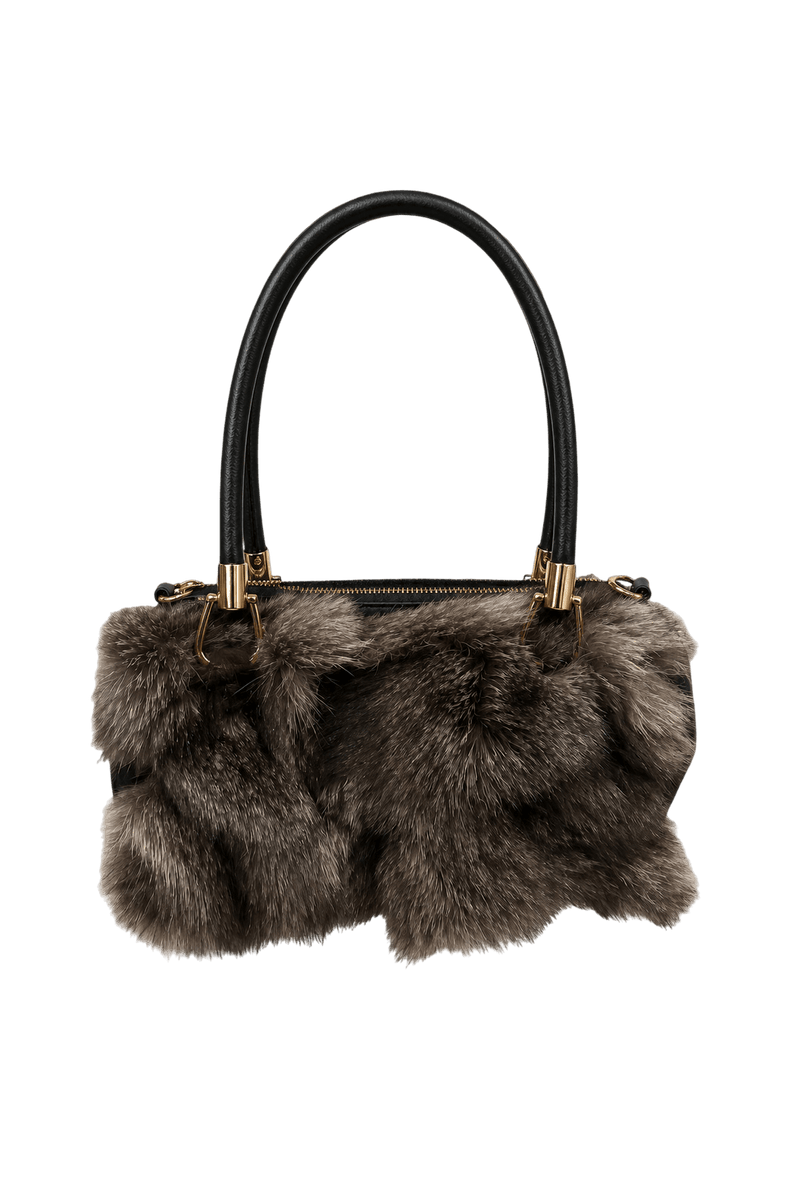 1990s Grey Fur Handbag - Front View