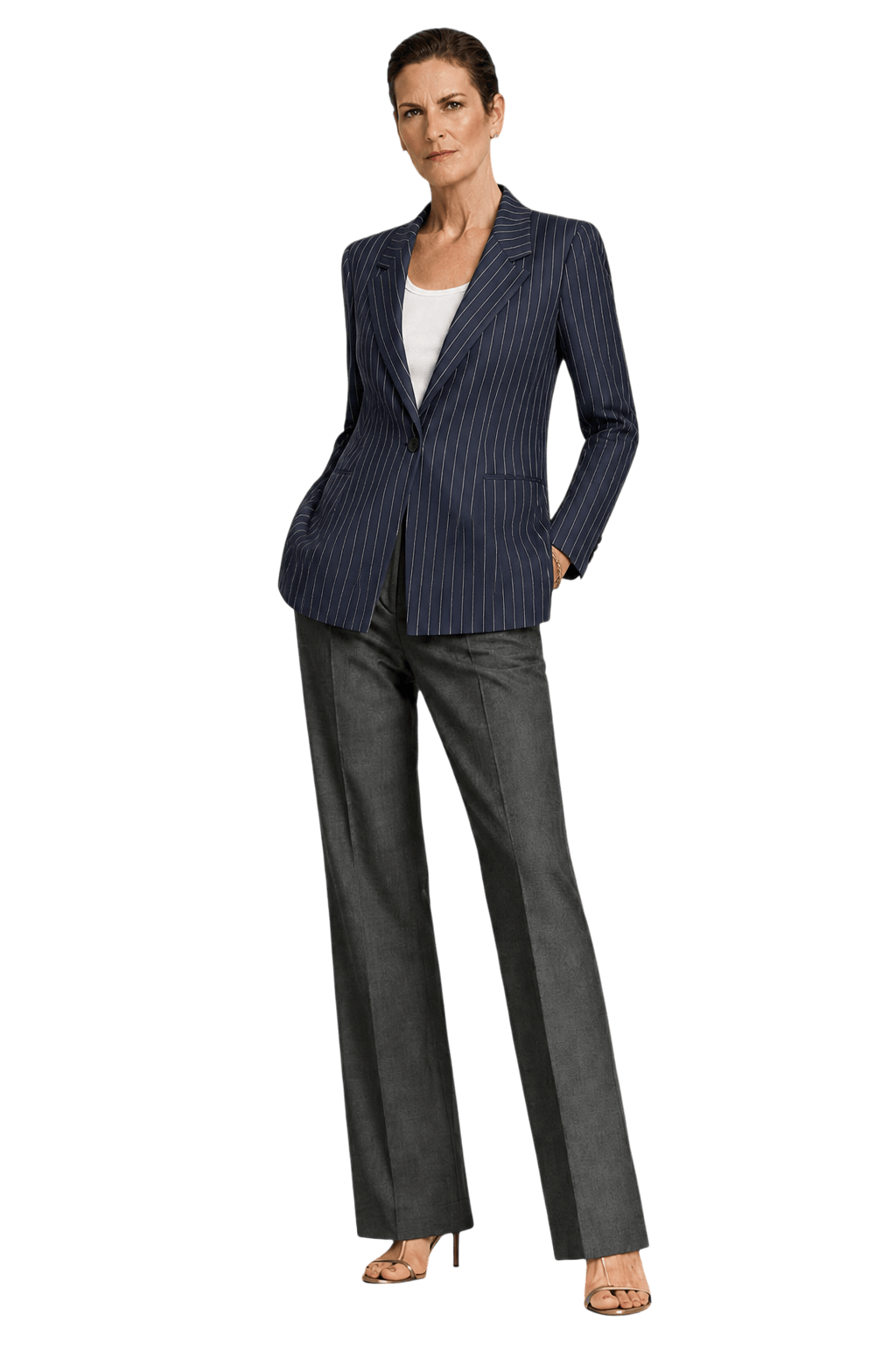 1990s Navy Blue Wool Blazer - Model