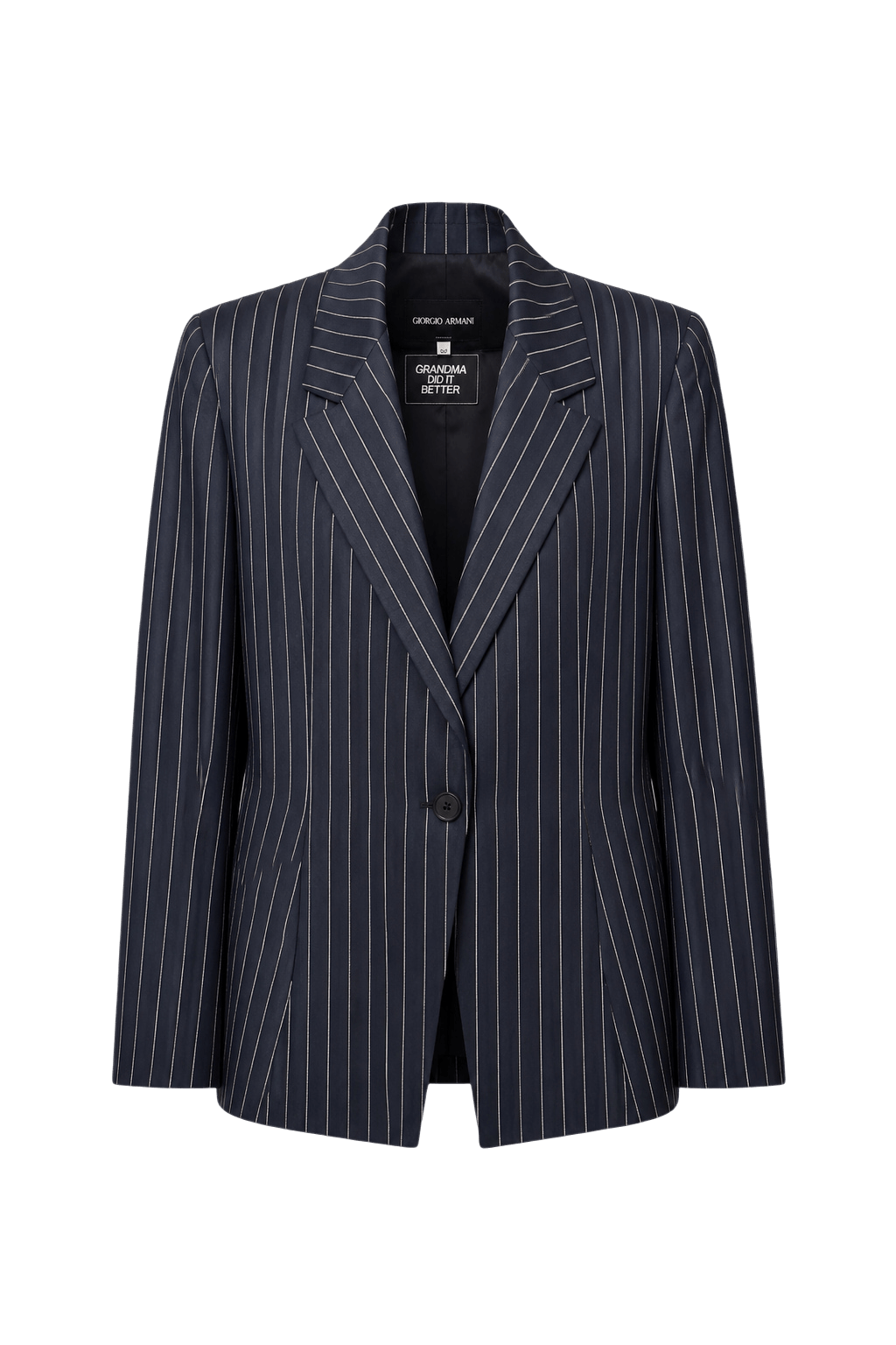 1990s Navy Blue Wool Blazer - Front View