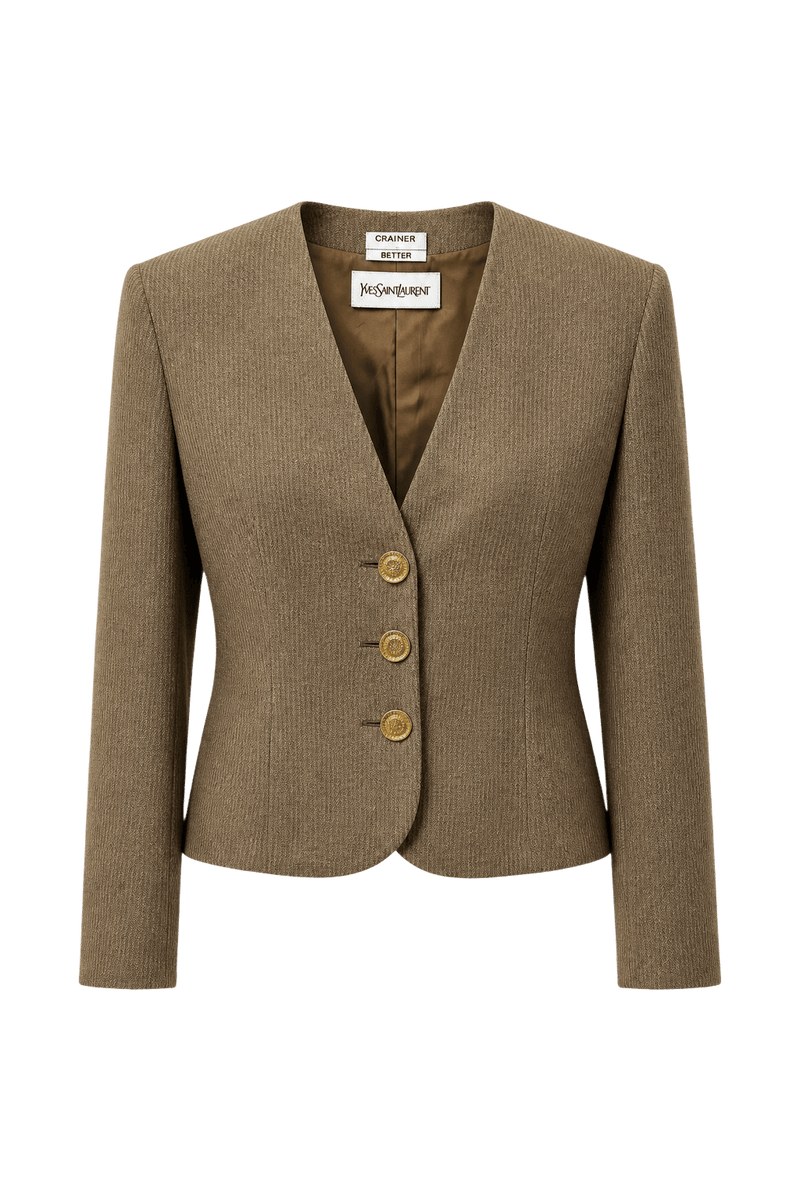 1980s Brown Wool Blazer - Front View