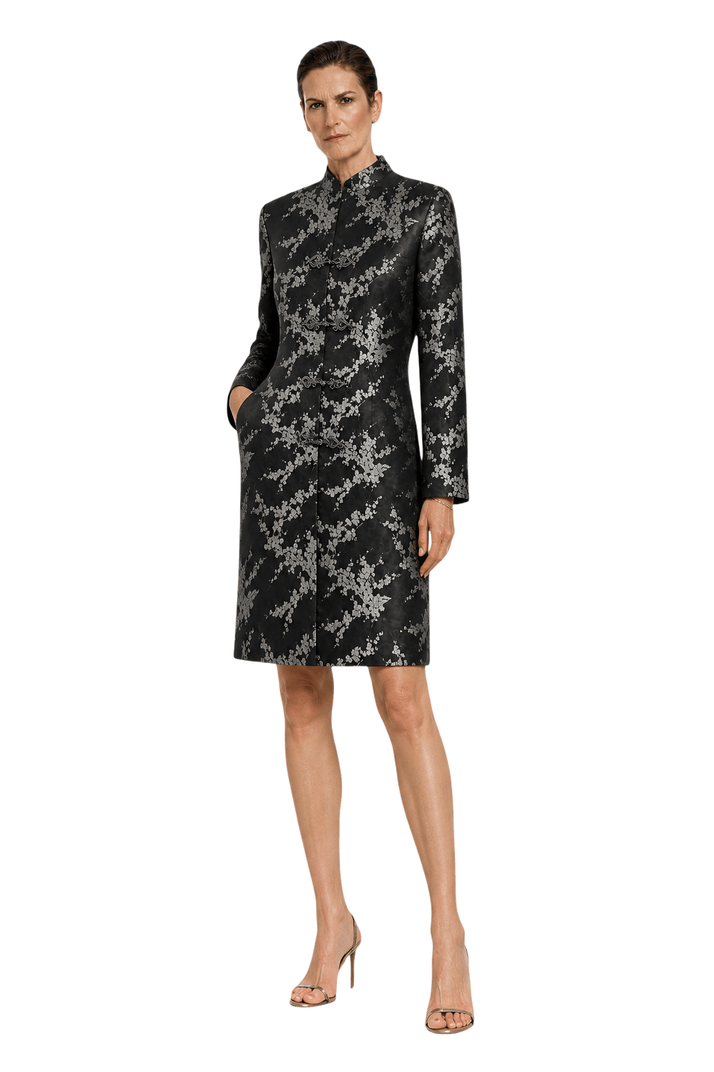1990s Black Silk Dress - Model