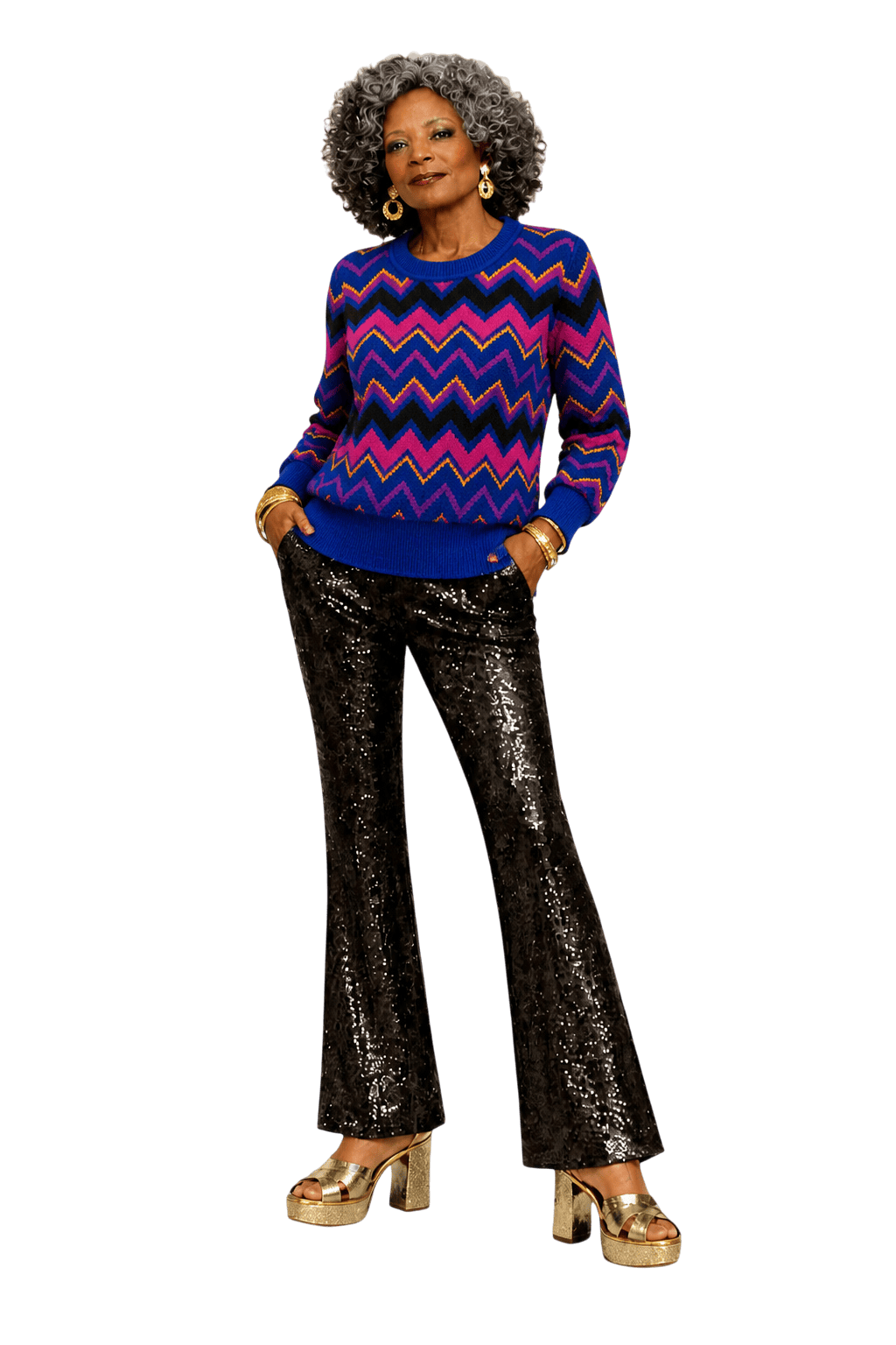 1980s Blue Wool Blend Sweater - Model