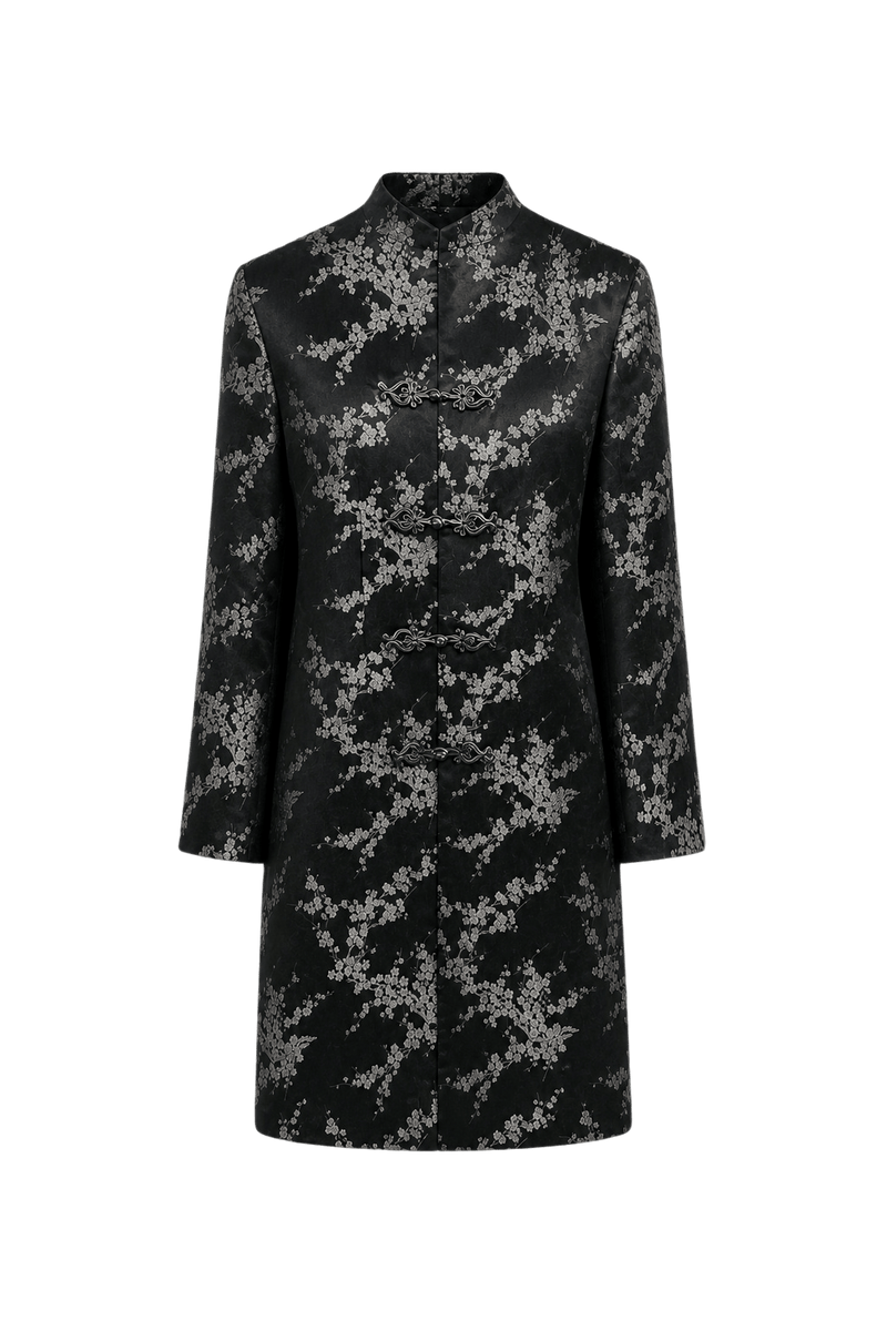 1990s Black Silk Dress - Front View