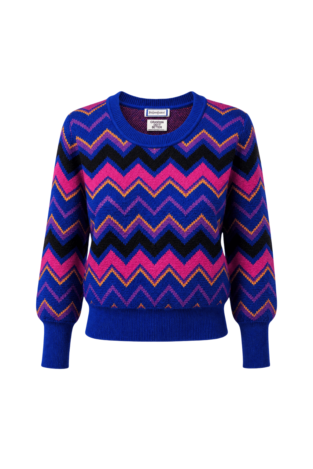 1980s Blue Wool Blend Sweater - Front View
